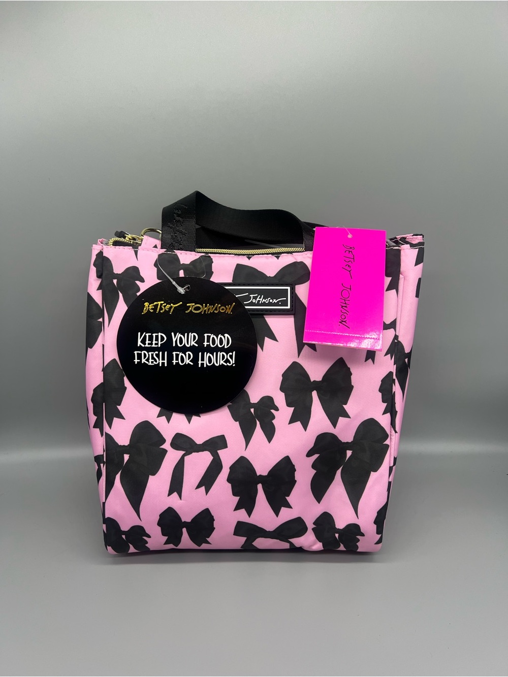 Betsey Johnson zip‎ top lunch tote cooler bag